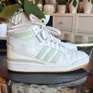 Adidas White and Mint High-Top Sneakers